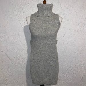 Gray Melange Cozy Turtleneck Vest Sweater Tunic